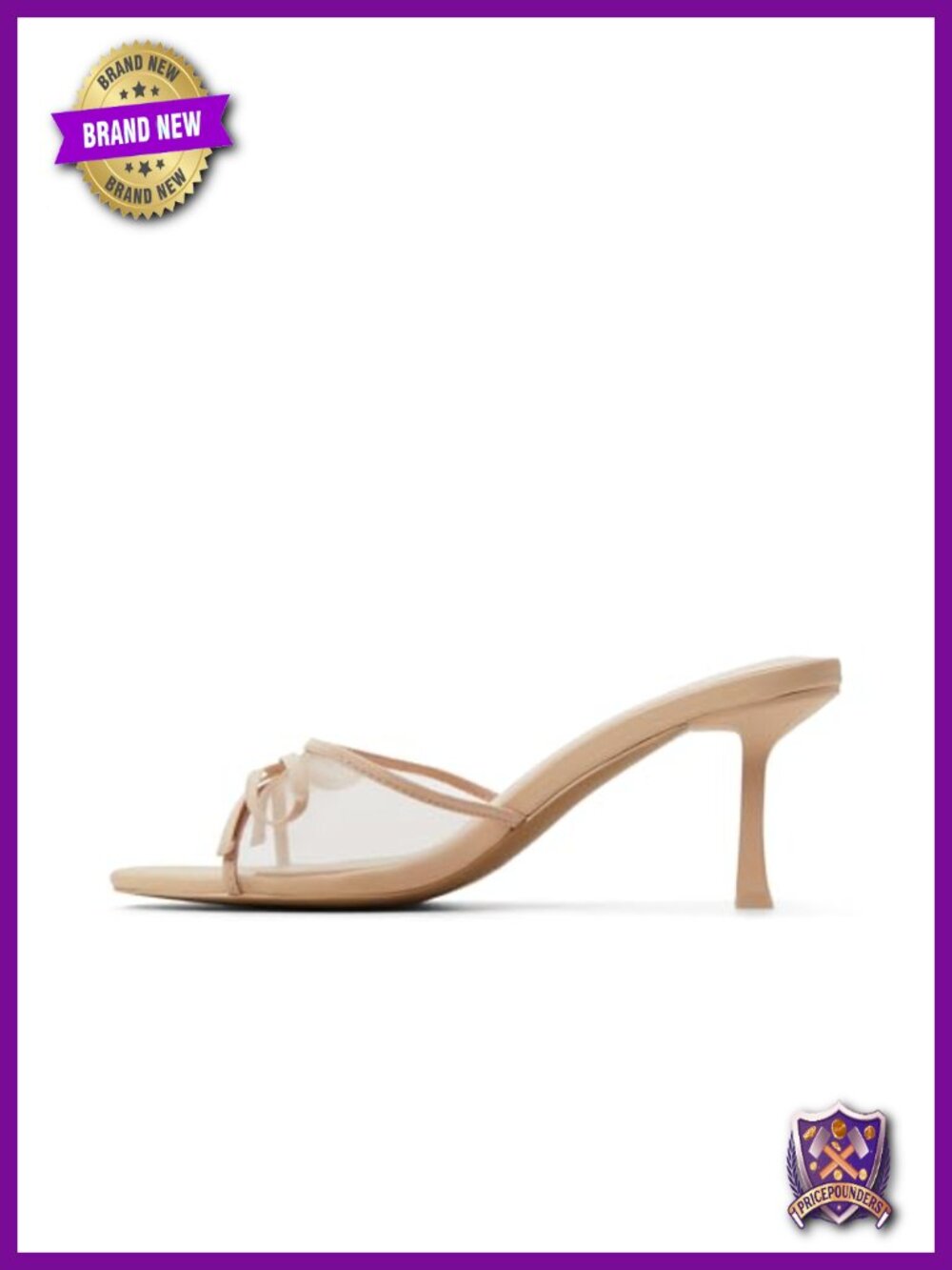 Stiletto Heeled Mule Sandals with Bow Detail Slip On